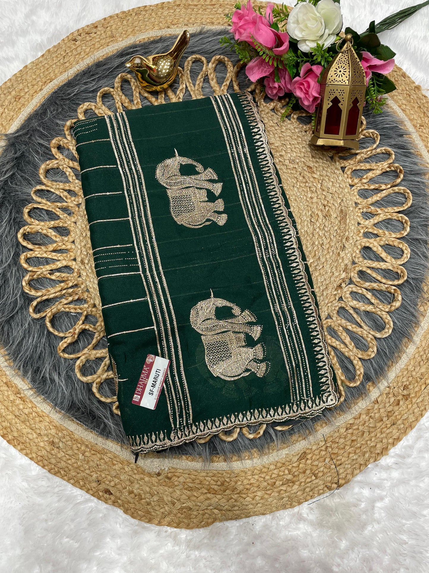 SF-MARUTI STAR GEORGETTE SAREE WITH EMBROIDERY WORK WITH BEAUTIFUL DESIGN WITH GAJRAJ DESIGN WITH PALLU AND BORDER WITH TRENDING SAREE WITH HEAVY BLOUSE