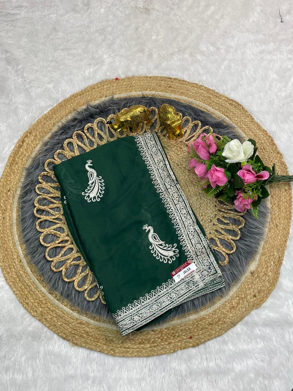 SF-JALSA STAR GEORGETTE SAREE WITH BEAUTIFUL EMBROIDERY WORK WITH BEAUTIFUL PLAIN WORK