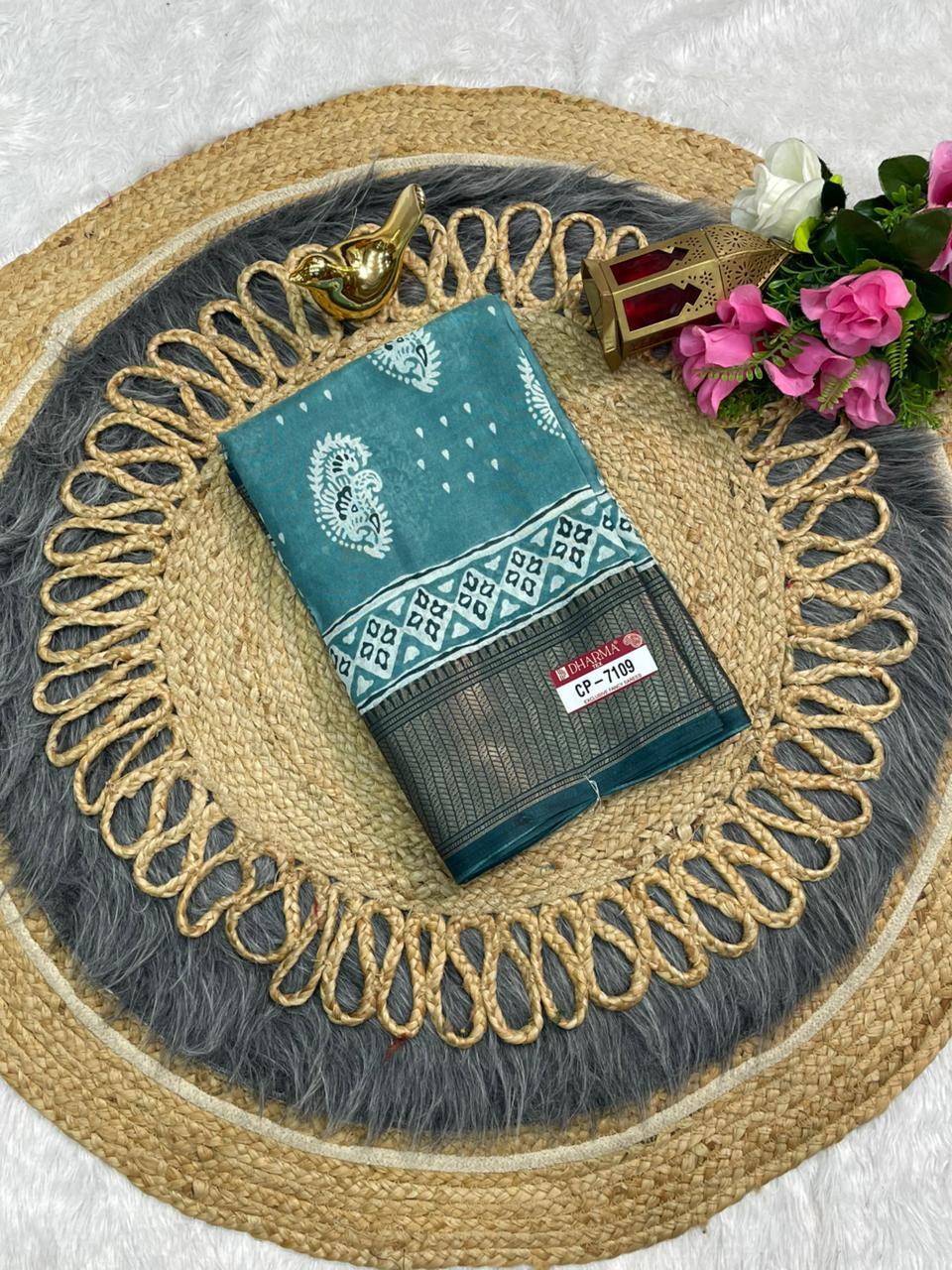 CP-7109  DOLA SILK SAREE WITH BEAUTIFUL RICH PALLU AND BEAUTIFUL DESIGN WITH JACQUARD BORDER WITH BEAUTIFUL BLOUSE