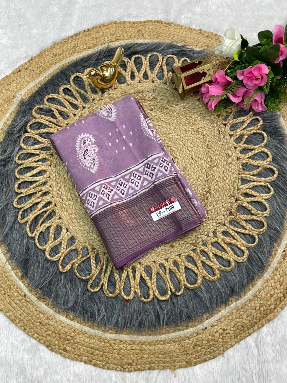 CP-7109  DOLA SILK SAREE WITH BEAUTIFUL RICH PALLU AND BEAUTIFUL DESIGN WITH JACQUARD BORDER WITH BEAUTIFUL BLOUSE