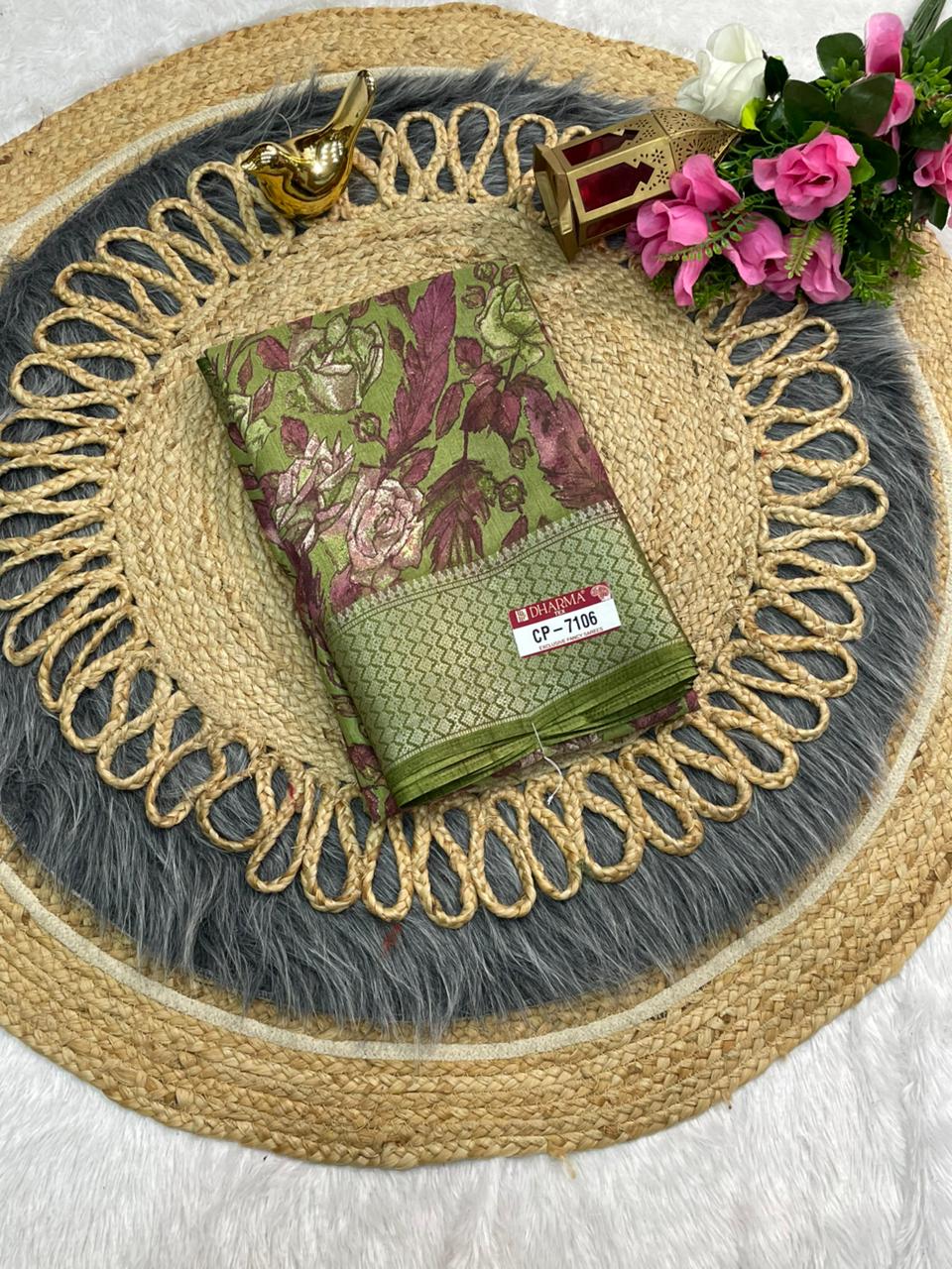 CP-7106  MAL COTTON SAREE WITH BEAUTIFUL RICH PALLU AND BEAUTIFUL DESIGN WITH JACQUARD BORDER WITH BEAUTIFUL BLOUSE