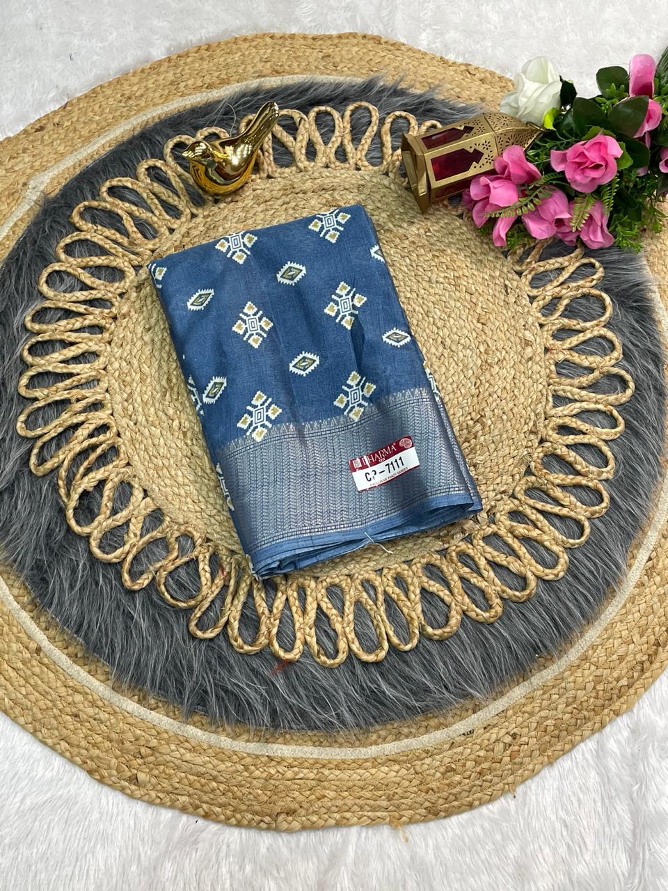 CP-7111  DOLA SILK SAREE WITH BEAUTIFUL RICH PALLU AND BEAUTIFUL DESIGN WITH JACQUARD BORDER WITH BEAUTIFUL BLOUSE