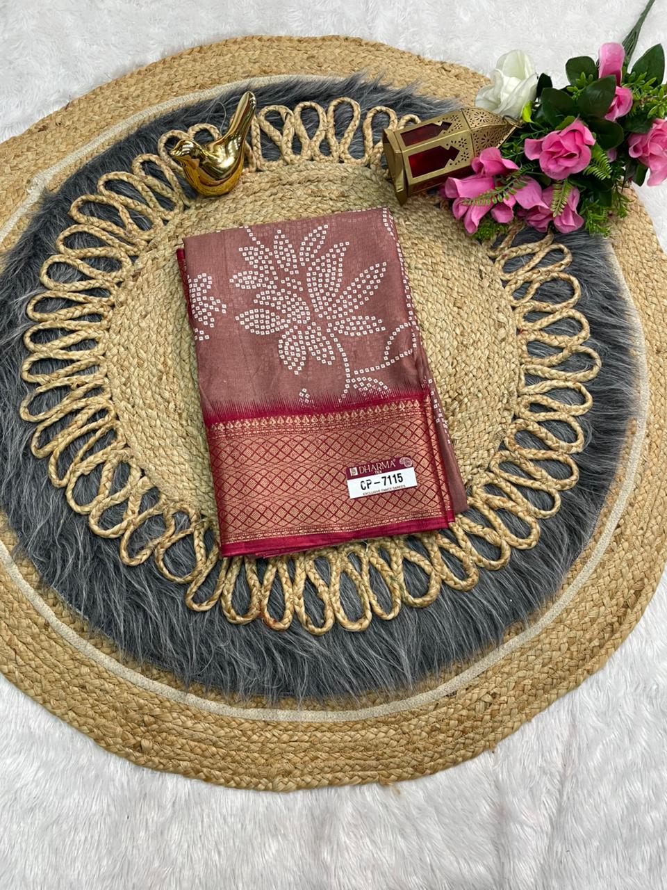 CP-7115  DOLA SILK SAREE WITH BEAUTIFUL RICH PALLU AND BEAUTIFUL DESIGN WITH JACQUARD BORDER WITH BEAUTIFUL BLOUSE