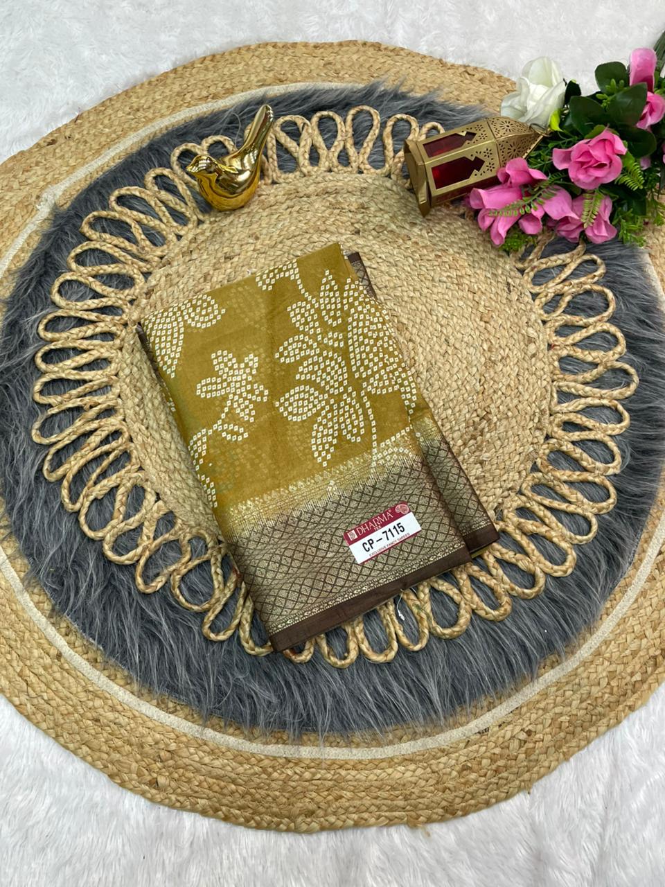 CP-7115  DOLA SILK SAREE WITH BEAUTIFUL RICH PALLU AND BEAUTIFUL DESIGN WITH JACQUARD BORDER WITH BEAUTIFUL BLOUSE