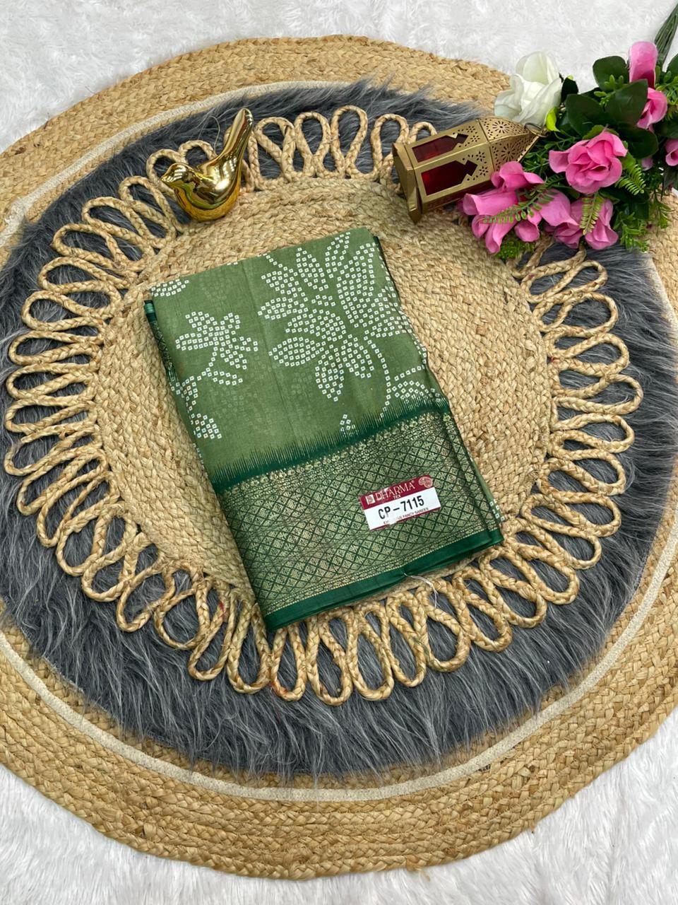 CP-7115  DOLA SILK SAREE WITH BEAUTIFUL RICH PALLU AND BEAUTIFUL DESIGN WITH JACQUARD BORDER WITH BEAUTIFUL BLOUSE