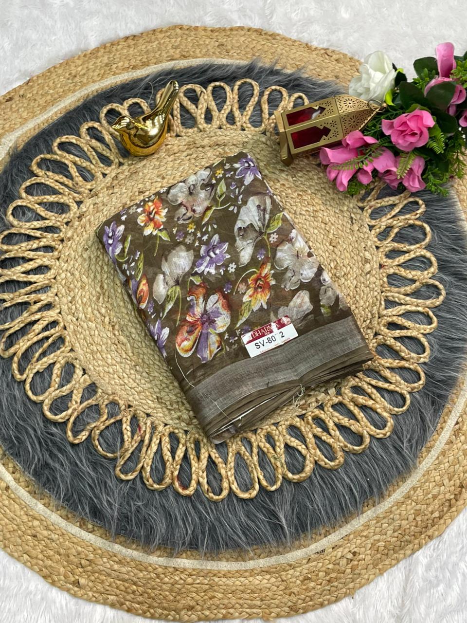 SV-8072 LINEN SAREE WITH LOVELY AND BEAUTIFUL DESIGN WITH BEAUTIFUL BLOUSE