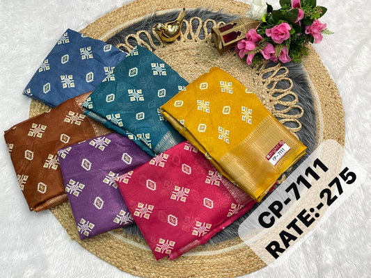 CP-7111  DOLA SILK SAREE WITH BEAUTIFUL RICH PALLU AND BEAUTIFUL DESIGN WITH JACQUARD BORDER WITH BEAUTIFUL BLOUSE