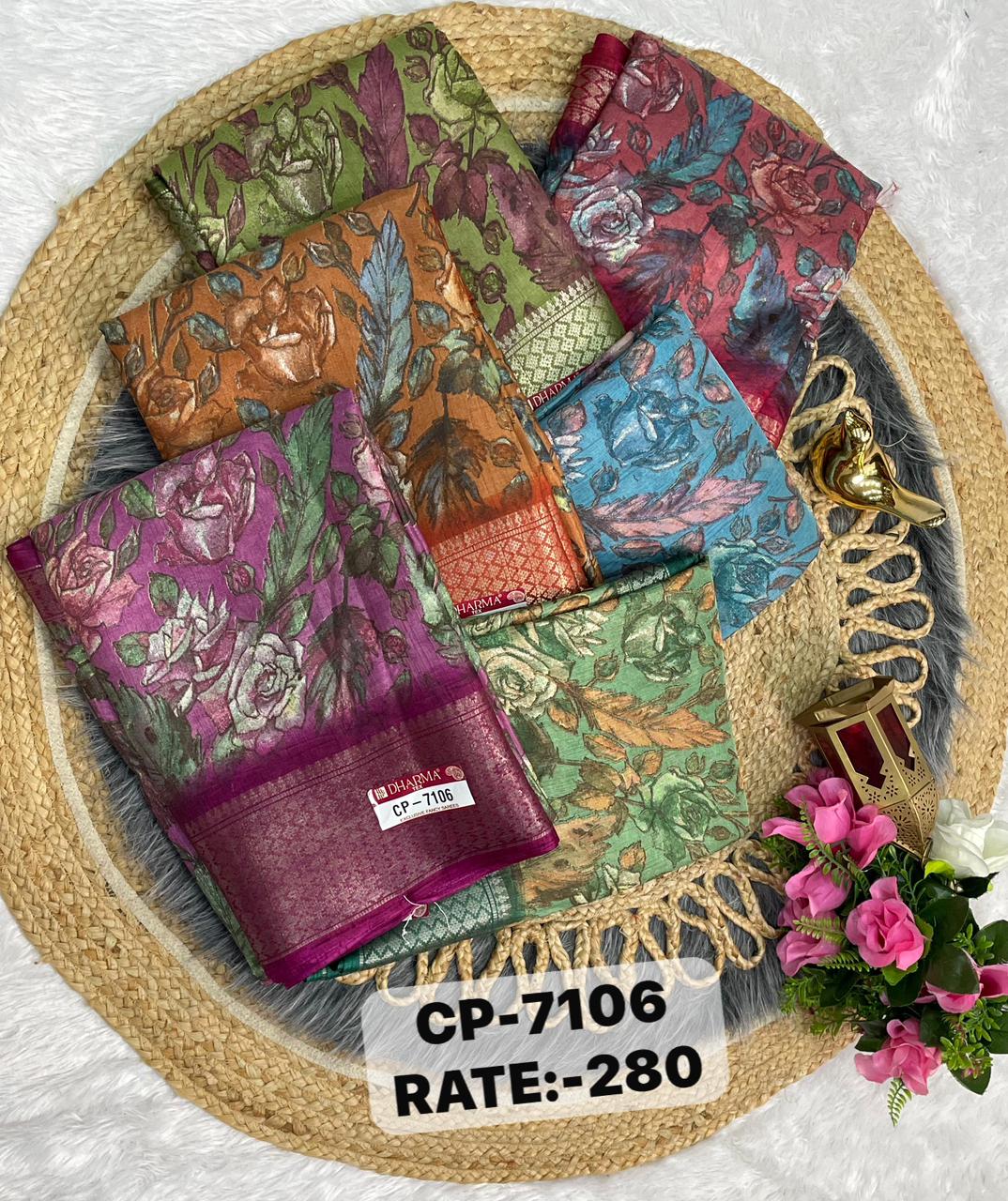 CP-7106  MAL COTTON SAREE WITH BEAUTIFUL RICH PALLU AND BEAUTIFUL DESIGN WITH JACQUARD BORDER WITH BEAUTIFUL BLOUSE