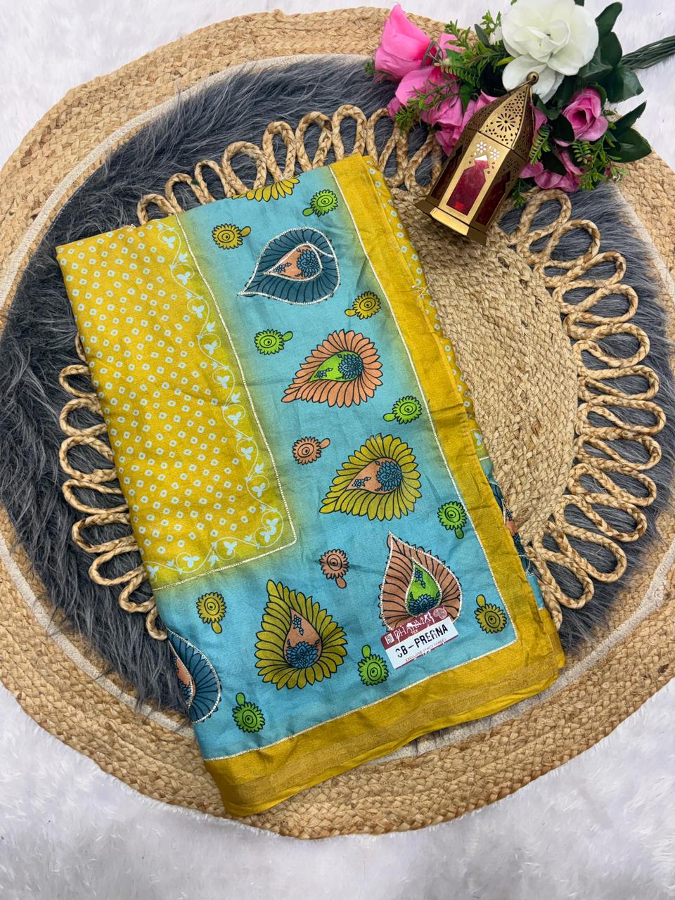 SB-PRERNA HEAVY MAL COTTON SAREE WITH BEAUTIFUL AARI WORK WITH DIGITAL PRINT BEAUTIFUL DESIGN WITH CONTRASY PALLU WITH BEAUTIFUL BLOUSE