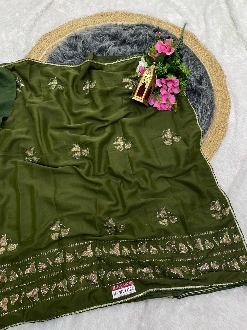 SF-BEL PATRA STAR GEORGETTE SAREE WITH BEAUTIFUL DESIGN WITH HAND WORK WITH SEQUENCE WORK WITH BLOUSE