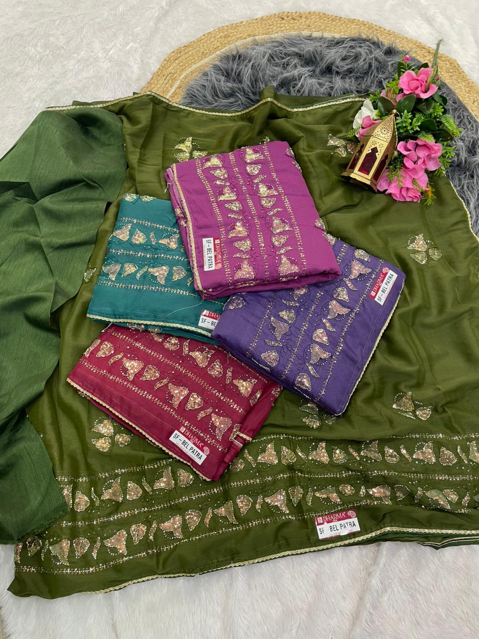 SF-BEL PATRA STAR GEORGETTE SAREE WITH BEAUTIFUL DESIGN WITH HAND WORK WITH SEQUENCE WORK WITH BLOUSE