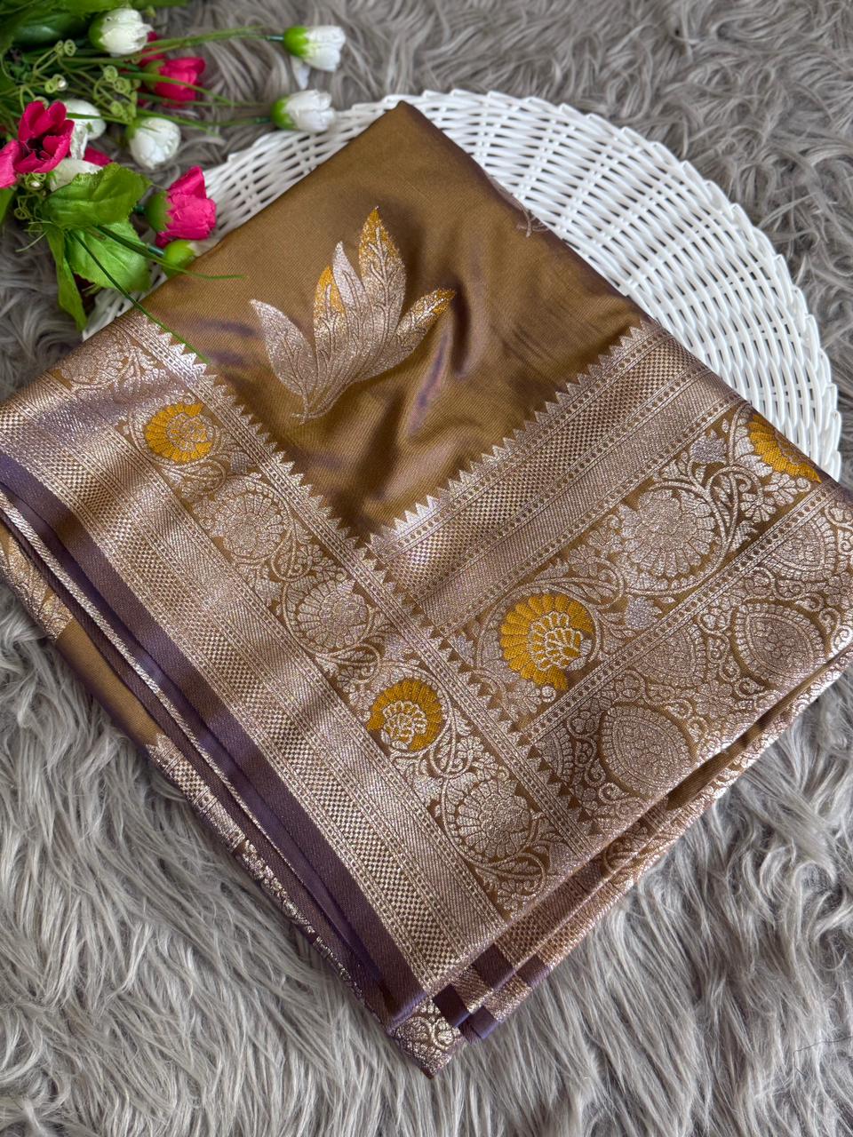 SA-7064 SOFT SILK SAREE WITH BEAUTIFUL DESIGN WITH TONE TO TONE MEENA WORK WITH BLOUSE AND BANARASI JAREE