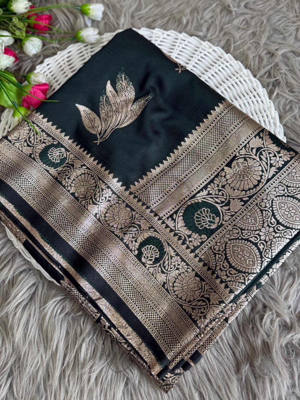 SA-7064 SOFT SILK SAREE WITH BEAUTIFUL DESIGN WITH TONE TO TONE MEENA WORK WITH BLOUSE AND BANARASI JAREE
