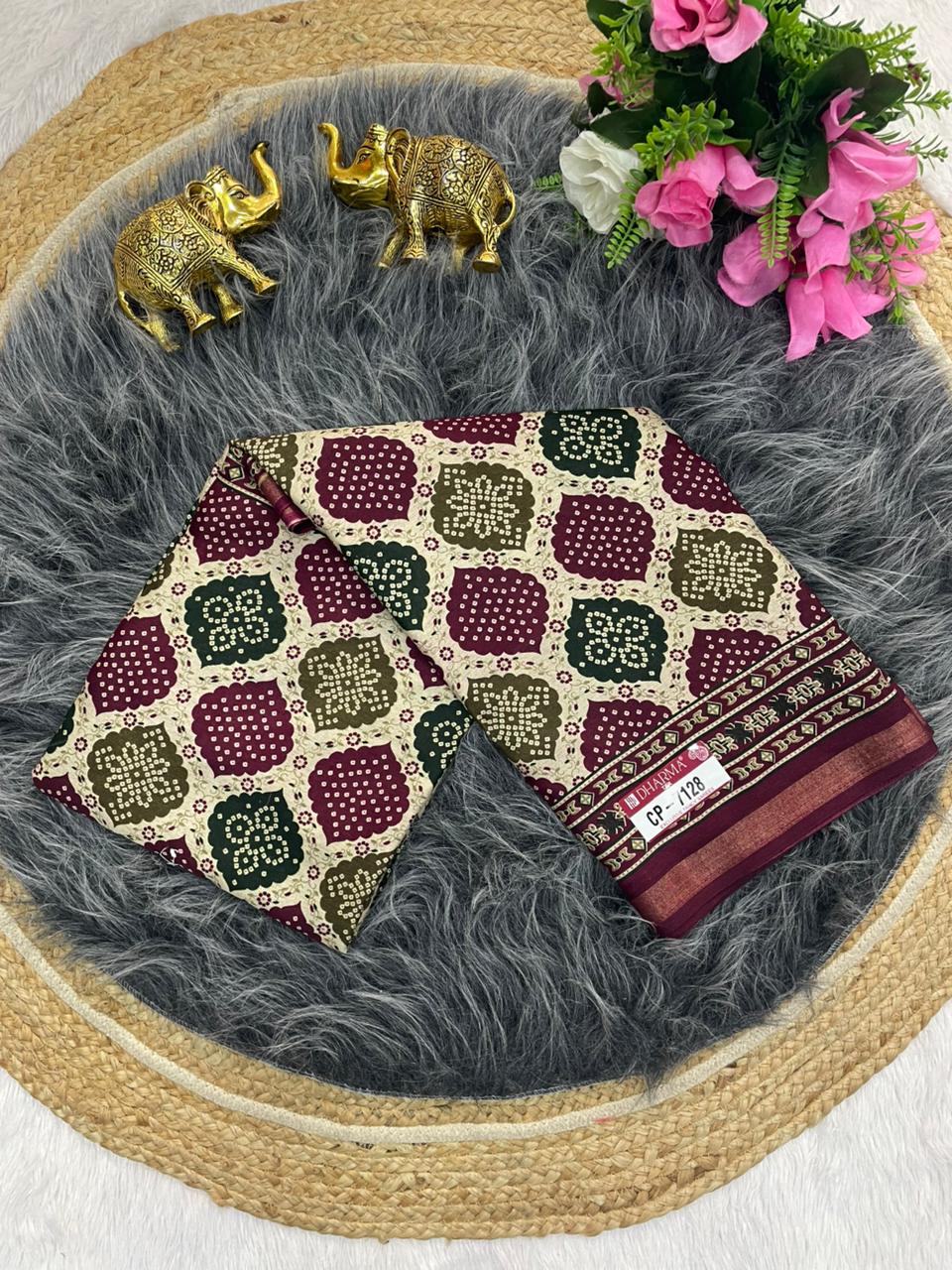 CP-7128 MAL COTTON SAREE WITH RANG KAT DESIGN WITH BEAUTIFUL PALLU AND BLOUSE