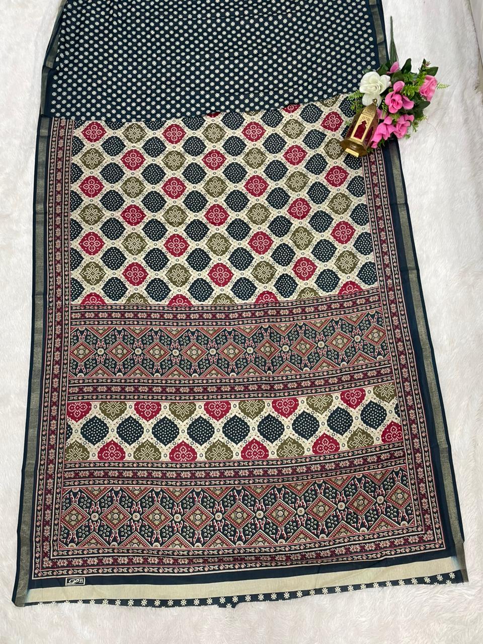 CP-7128 MAL COTTON SAREE WITH RANG KAT DESIGN WITH BEAUTIFUL PALLU AND BLOUSE
