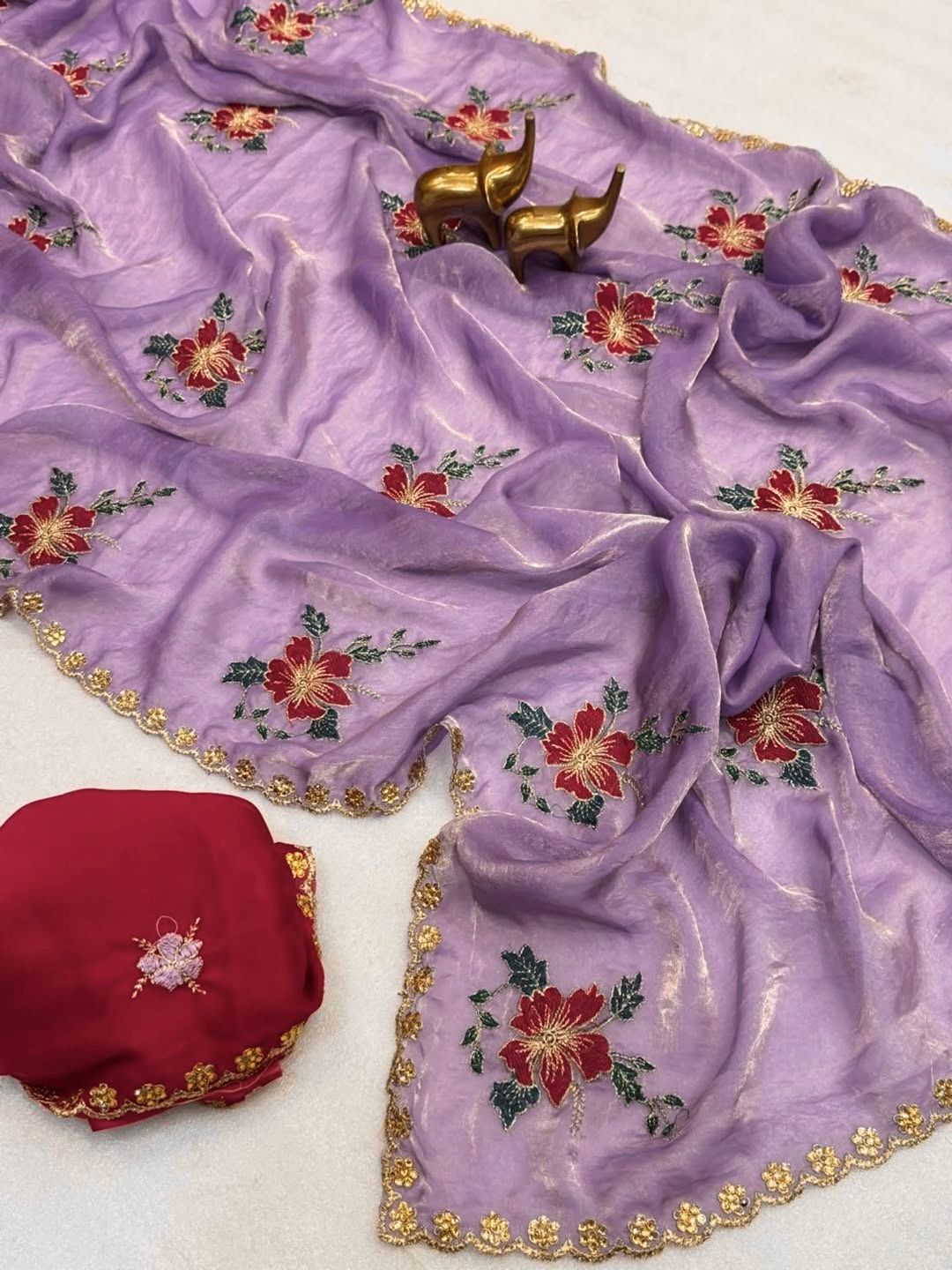 NN-2148 RANGOLI CHIFFON FABRIC WITH C-PALLU WORK AND BEAUTIFUL THREAD WORK WITH FLOWER BUTTA ALLOVER IN SAREE WITH BEAUTIFUL CONTRAST WORK BLOUSE