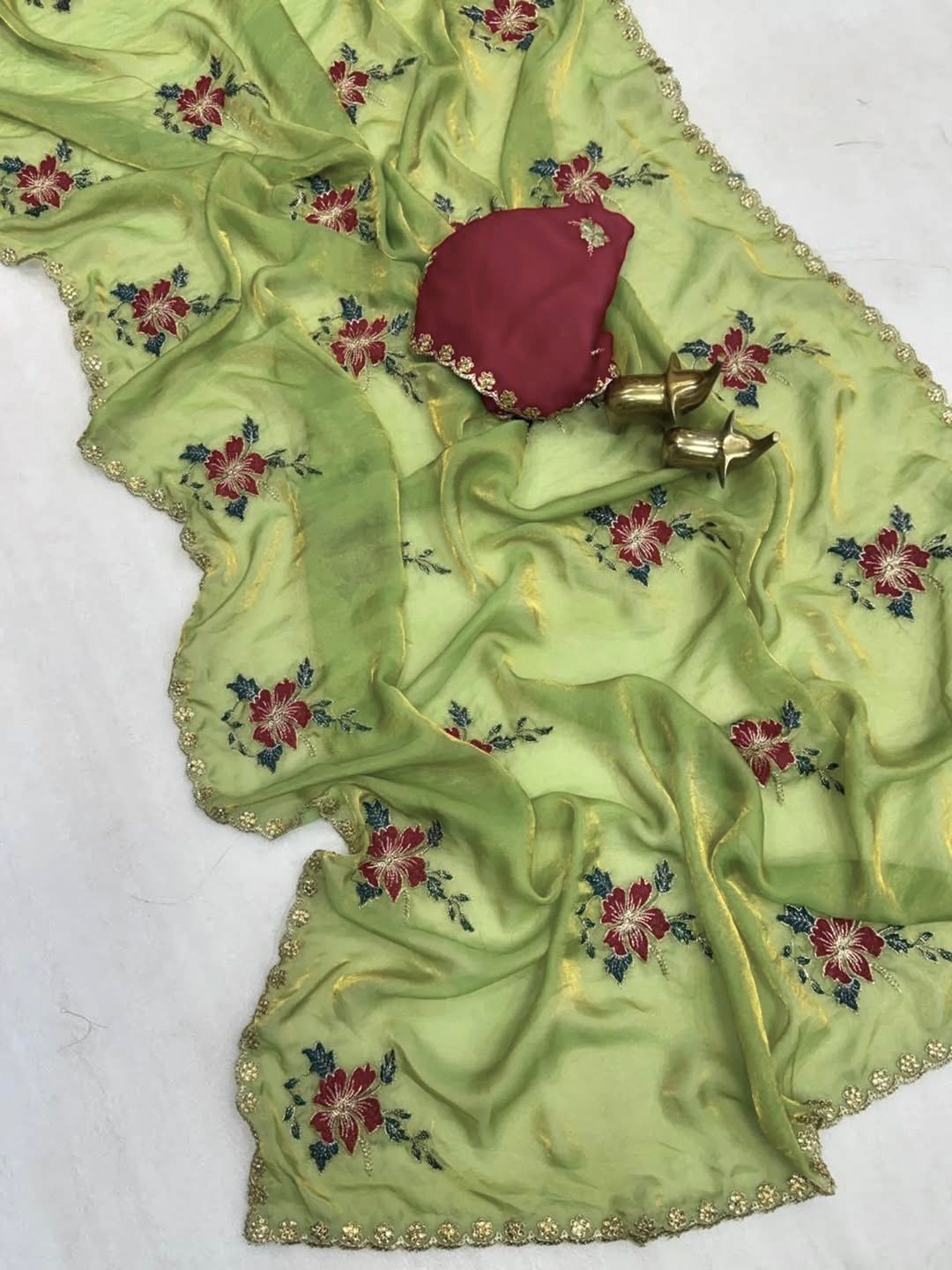 NN-2148 RANGOLI CHIFFON FABRIC WITH C-PALLU WORK AND BEAUTIFUL THREAD WORK WITH FLOWER BUTTA ALLOVER IN SAREE WITH BEAUTIFUL CONTRAST WORK BLOUSE