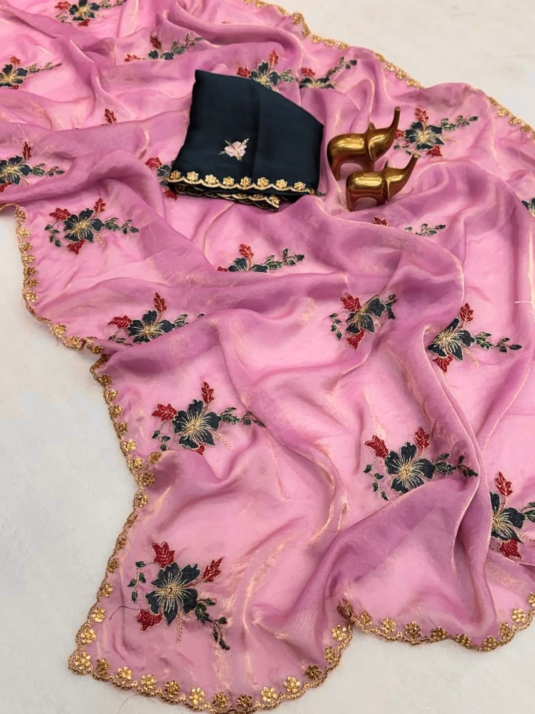 NN-2148 RANGOLI CHIFFON FABRIC WITH C-PALLU WORK AND BEAUTIFUL THREAD WORK WITH FLOWER BUTTA ALLOVER IN SAREE WITH BEAUTIFUL CONTRAST WORK BLOUSE
