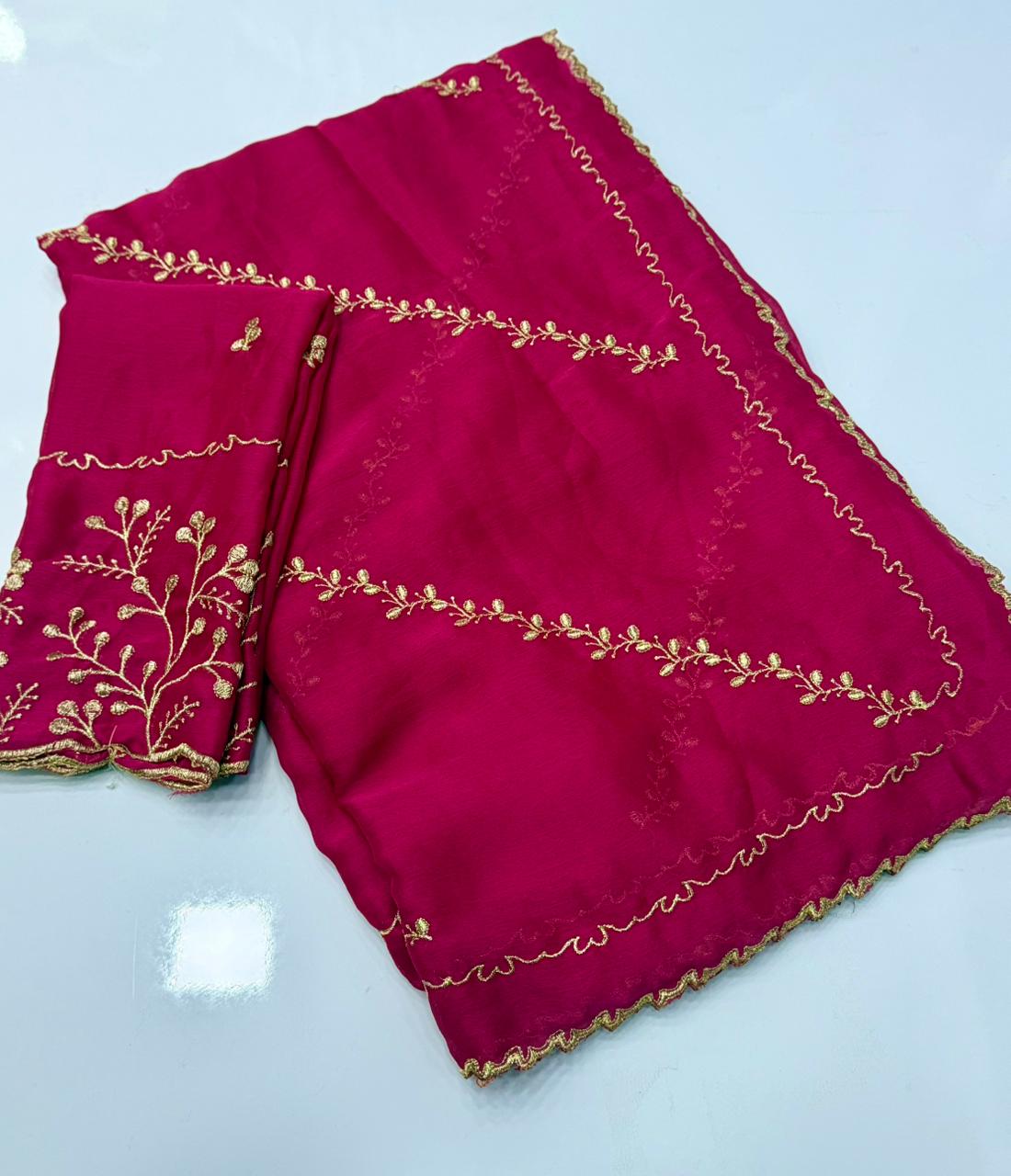 NN-2146 STAR GEORGETTE SAREE WITH BEAUTIFUL DESIGN WITH HEAVY WORK WITH DESIGNING WORK BLOUSE
