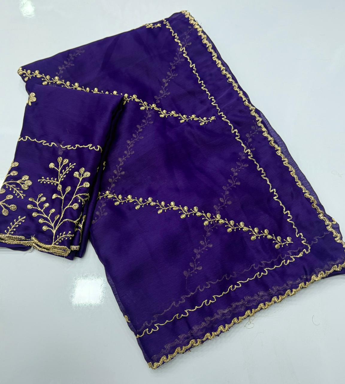 NN-2146 STAR GEORGETTE SAREE WITH BEAUTIFUL DESIGN WITH HEAVY WORK WITH DESIGNING WORK BLOUSE