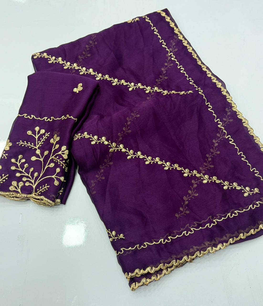 NN-2146 STAR GEORGETTE SAREE WITH BEAUTIFUL DESIGN WITH HEAVY WORK WITH DESIGNING WORK BLOUSE