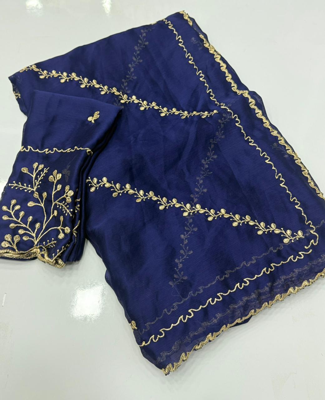 NN-2146 STAR GEORGETTE SAREE WITH BEAUTIFUL DESIGN WITH HEAVY WORK WITH DESIGNING WORK BLOUSE
