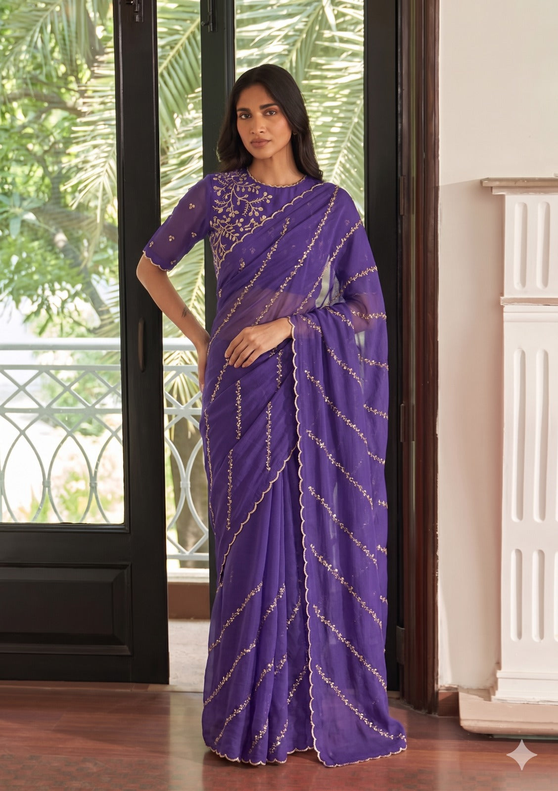 NN-2146 STAR GEORGETTE SAREE WITH BEAUTIFUL DESIGN WITH HEAVY WORK WITH DESIGNING WORK BLOUSE