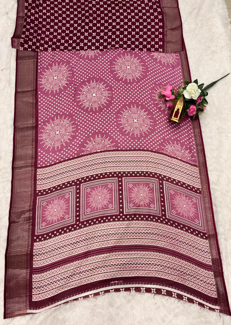 CP-7131 DOLA SAREE WITH BEAUTIFUL HEAVY POSITION STYLE PRINTING RICH PALLU DESIGN WITH CONTRAST BORDER AND BLOUSE