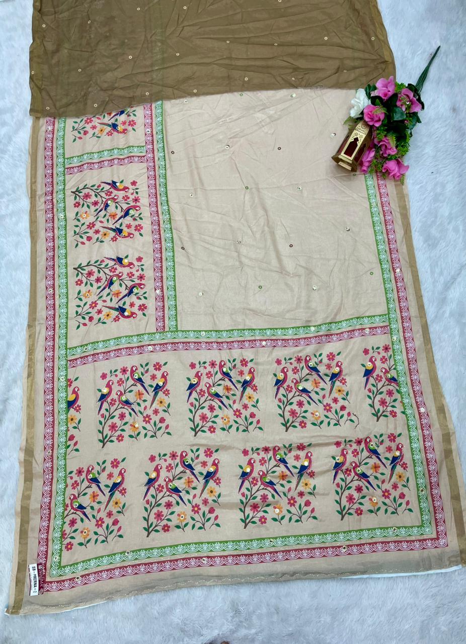 SB-PRERNA-3 HEAVY MAL COTTON SAREE WITH BEAUTIFUL AARI WORK WITH DIGITAL PRINT BEAUTIFUL DESIGN WITH CONTRASY PALLU WITH BEAUTIFUL BLOUSE