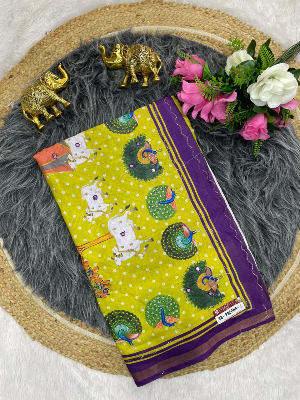 SB-PRERNA-2 HEAVY MAL COTTON SAREE WITH BEAUTIFUL AARI WORK WITH DIGITAL PRINT BEAUTIFUL DESIGN WITH CONTRASY PALLU WITH BEAUTIFUL BLOUSE