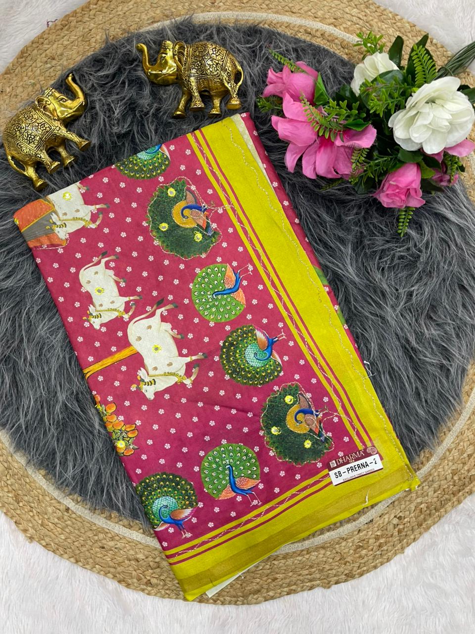 SB-PRERNA-2 HEAVY MAL COTTON SAREE WITH BEAUTIFUL AARI WORK WITH DIGITAL PRINT BEAUTIFUL DESIGN WITH CONTRASY PALLU WITH BEAUTIFUL BLOUSE