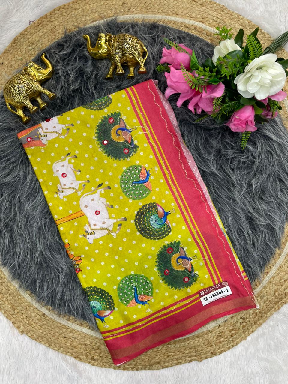 SB-PRERNA-2 HEAVY MAL COTTON SAREE WITH BEAUTIFUL AARI WORK WITH DIGITAL PRINT BEAUTIFUL DESIGN WITH CONTRASY PALLU WITH BEAUTIFUL BLOUSE