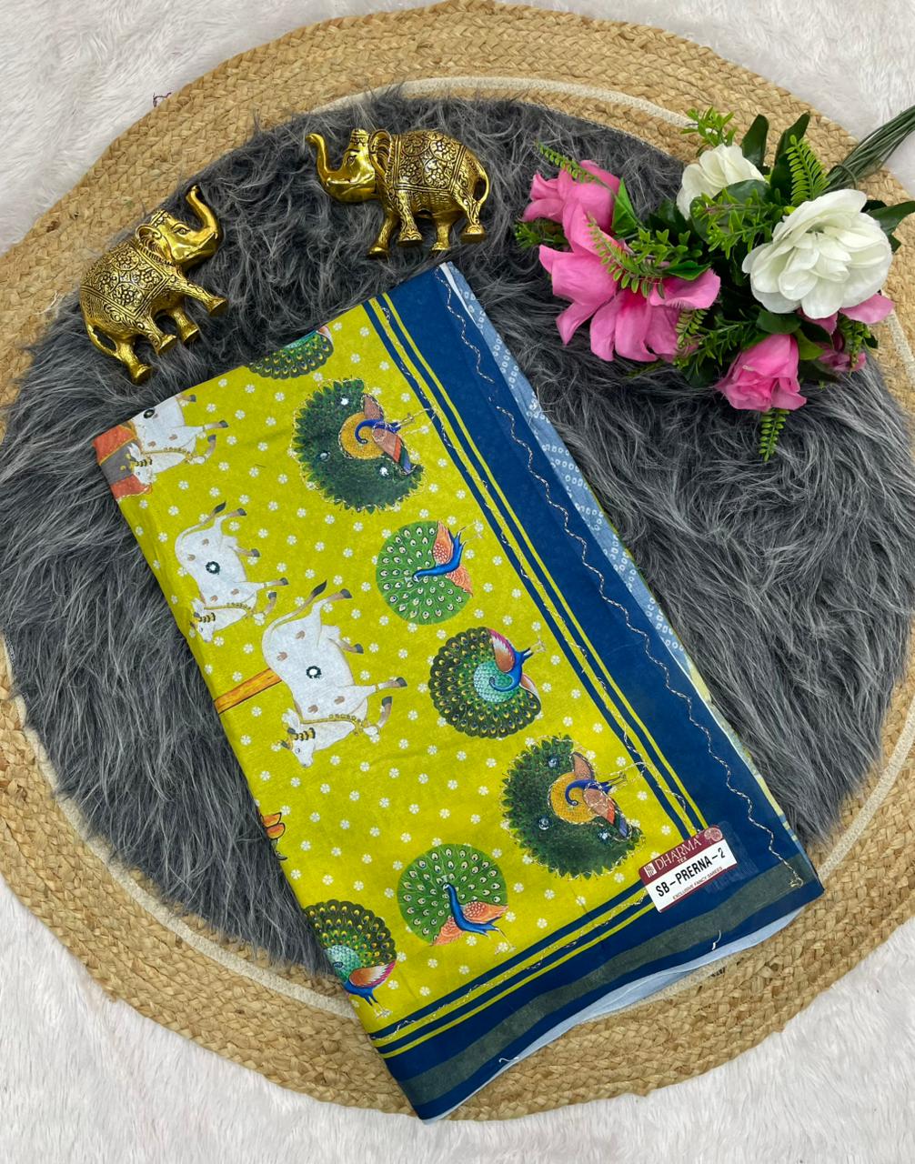 SB-PRERNA-2 HEAVY MAL COTTON SAREE WITH BEAUTIFUL AARI WORK WITH DIGITAL PRINT BEAUTIFUL DESIGN WITH CONTRASY PALLU WITH BEAUTIFUL BLOUSE