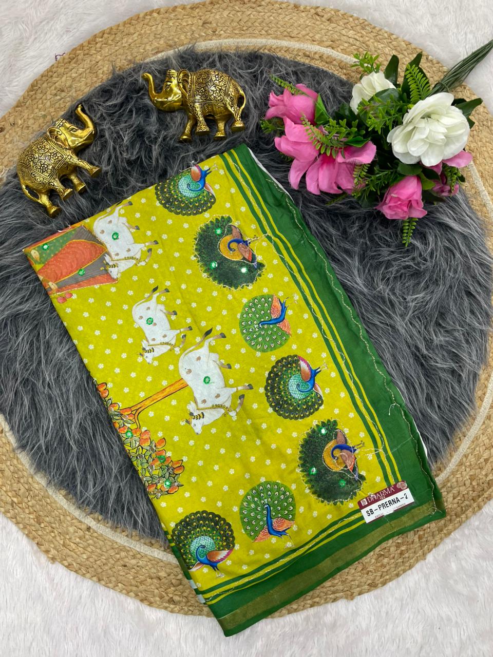 SB-PRERNA-2 HEAVY MAL COTTON SAREE WITH BEAUTIFUL AARI WORK WITH DIGITAL PRINT BEAUTIFUL DESIGN WITH CONTRASY PALLU WITH BEAUTIFUL BLOUSE