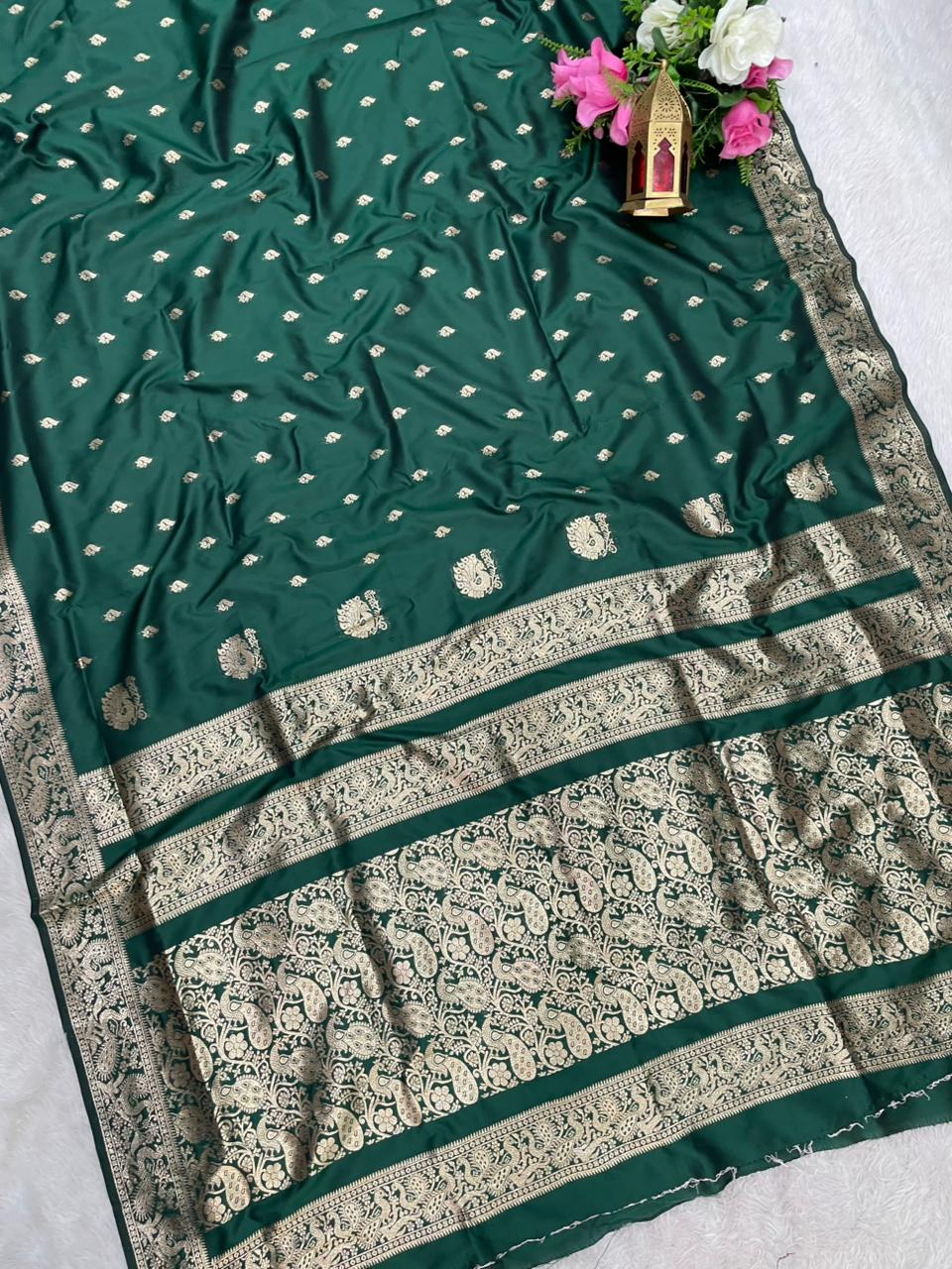 AJ-MERAKHI SOFT SILK FABRIC SAREE WITH BEAUTIFUL DESIGN WITH BEAUTIFUL PEACOK DESIGN ON PALLU WITH  BLOUSE