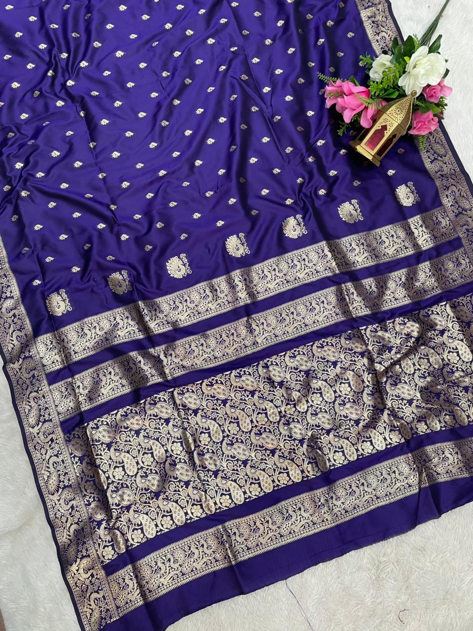 AJ-MERAKHI SOFT SILK FABRIC SAREE WITH BEAUTIFUL DESIGN WITH BEAUTIFUL PEACOK DESIGN ON PALLU WITH  BLOUSE