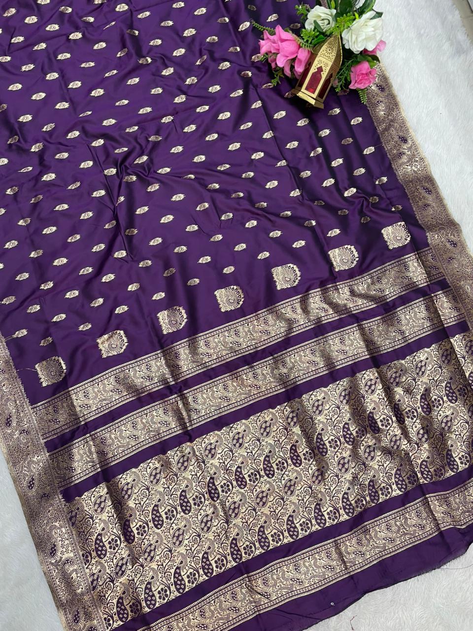 AJ-MERAKHI SOFT SILK FABRIC SAREE WITH BEAUTIFUL DESIGN WITH BEAUTIFUL PEACOK DESIGN ON PALLU WITH  BLOUSE