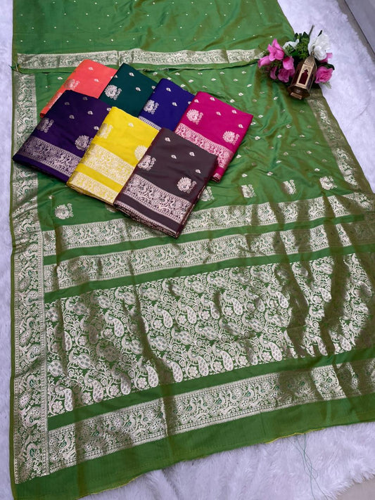 AJ-MERAKHI SOFT SILK FABRIC SAREE WITH BEAUTIFUL DESIGN WITH BEAUTIFUL PEACOK DESIGN ON PALLU WITH  BLOUSE