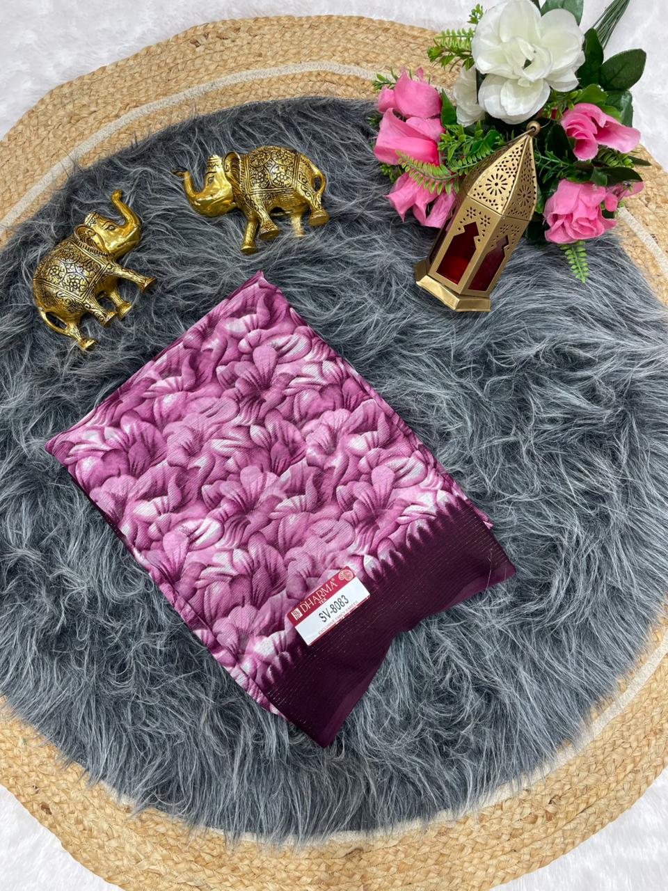 SV-8083 GEORGETTE FABRIC SAREE WITH BEAUTIFUL DESIGN WITH FOIL WORK