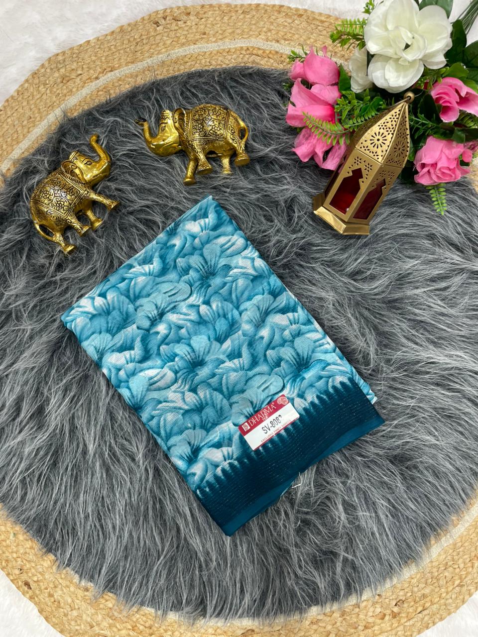 SV-8083 GEORGETTE FABRIC SAREE WITH BEAUTIFUL DESIGN WITH FOIL WORK