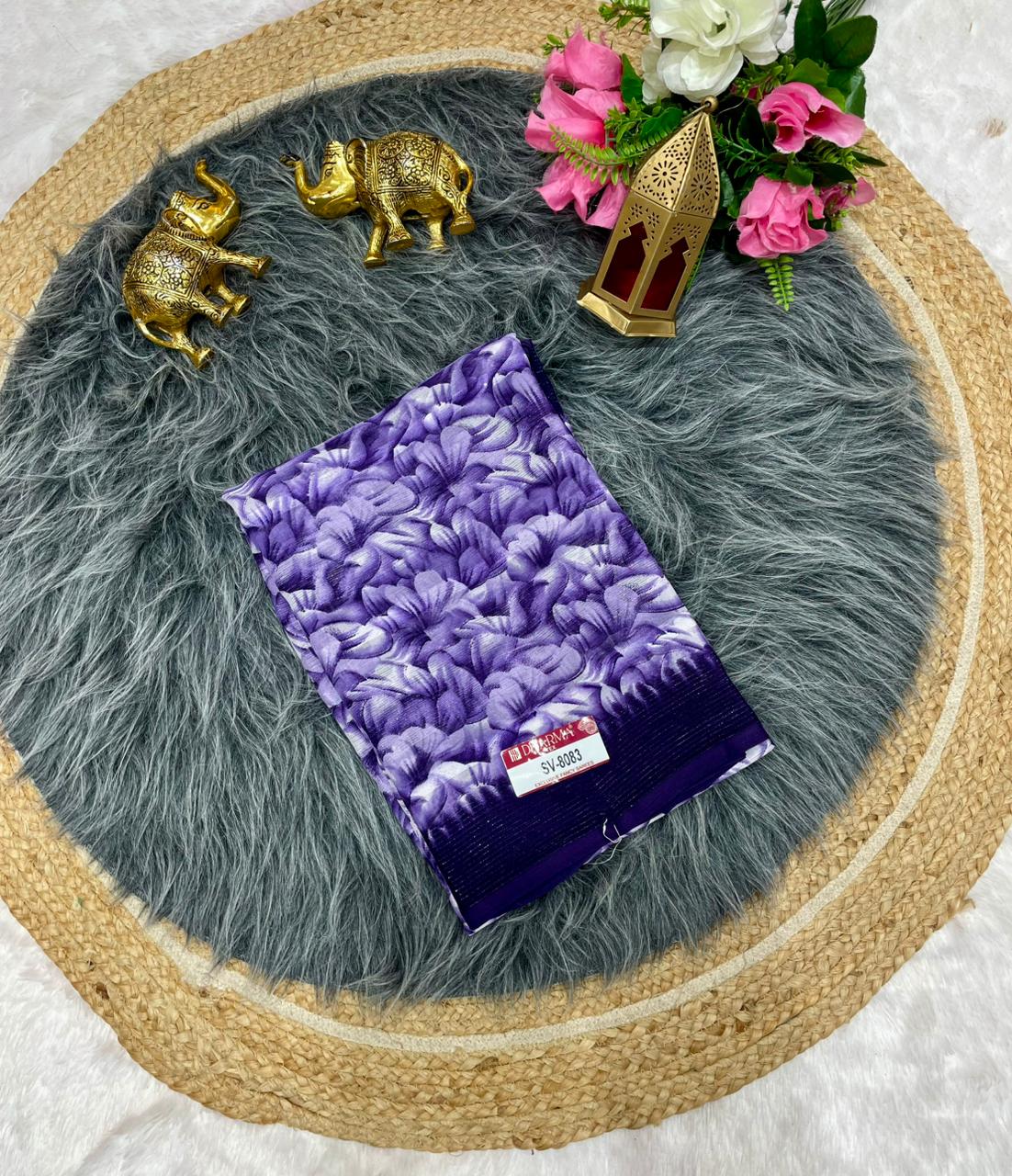 SV-8083 GEORGETTE FABRIC SAREE WITH BEAUTIFUL DESIGN WITH FOIL WORK