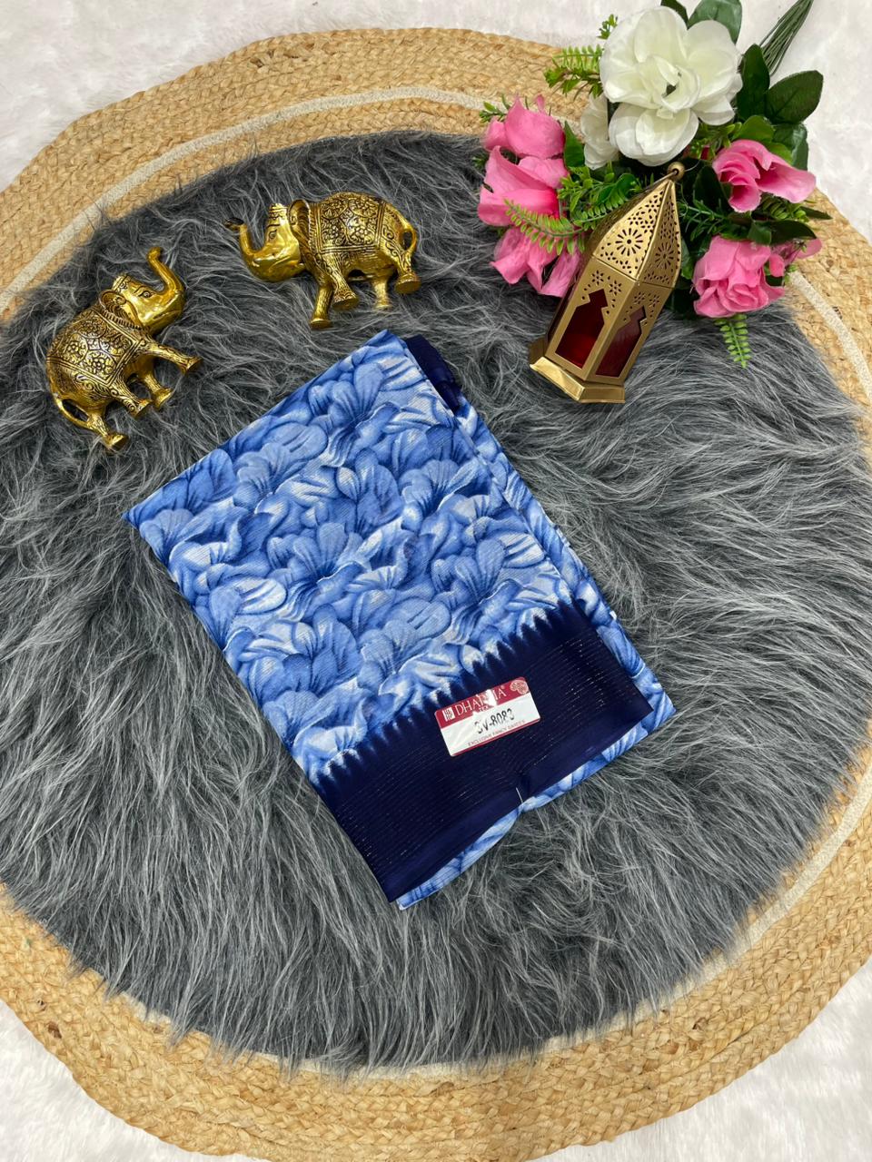 SV-8083 GEORGETTE FABRIC SAREE WITH BEAUTIFUL DESIGN WITH FOIL WORK