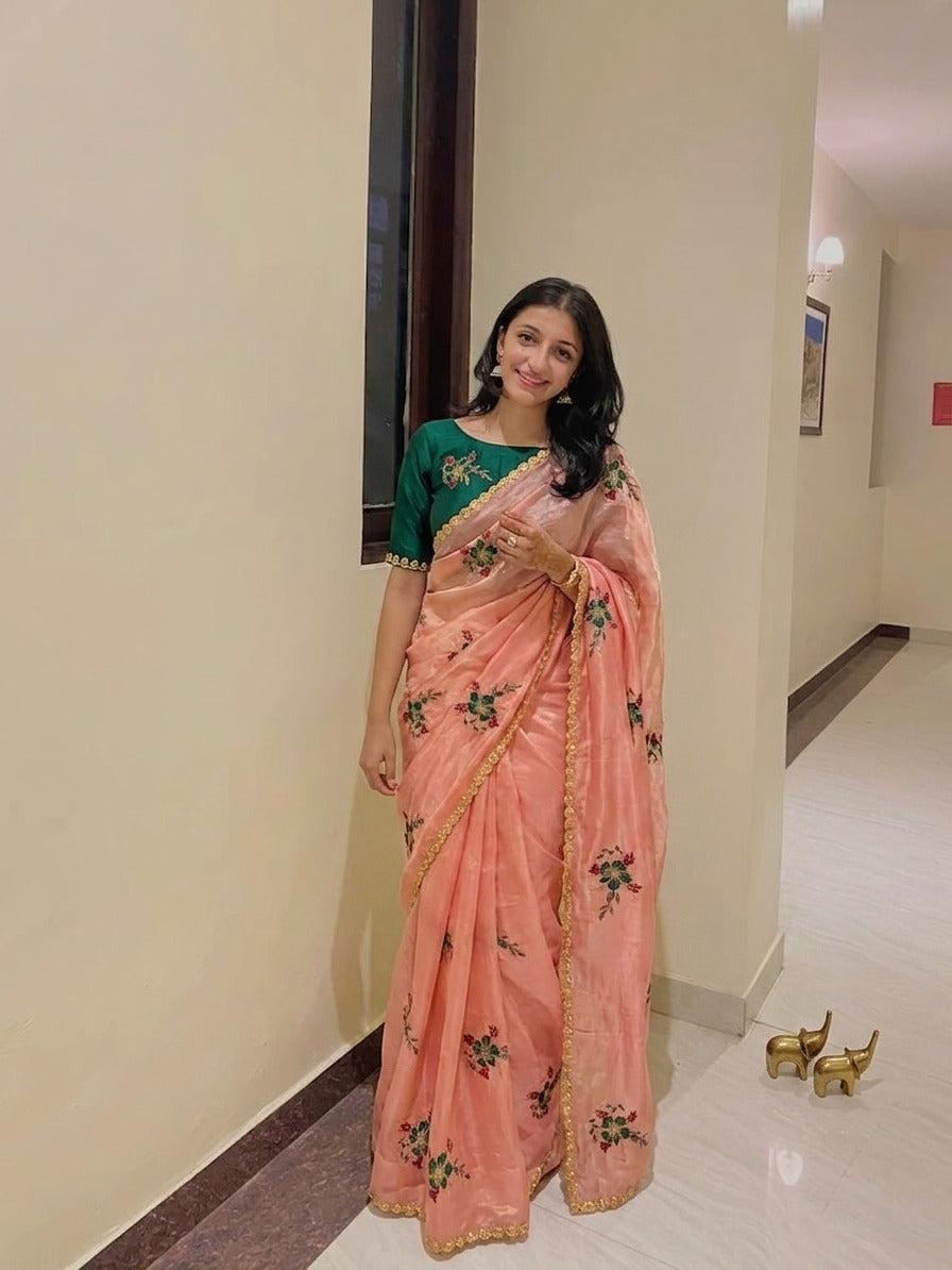 NN-2148 RANGOLI CHIFFON FABRIC WITH C-PALLU WORK AND BEAUTIFUL THREAD WORK WITH FLOWER BUTTA ALLOVER IN SAREE WITH BEAUTIFUL CONTRAST WORK BLOUSE