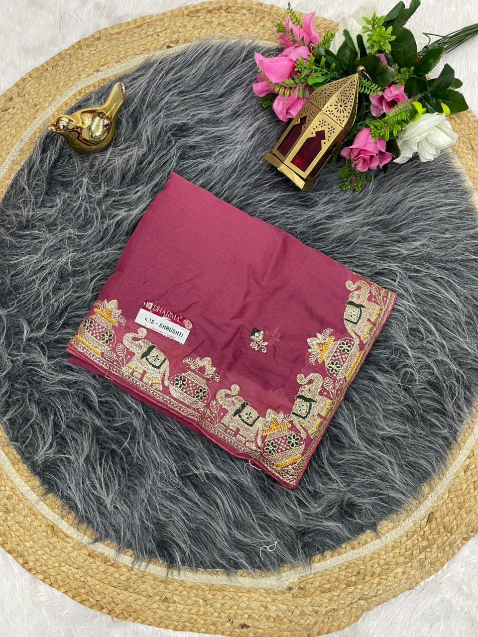 KAS-SHRUSHTI STAR GEORGETTE FABRIC SAREE WITH BEAUTIFUL DESIGN WITH EMBROIDERY WORK WITH BEAUTIFUL GAJRAJ DESUGN WITH BLOUSE