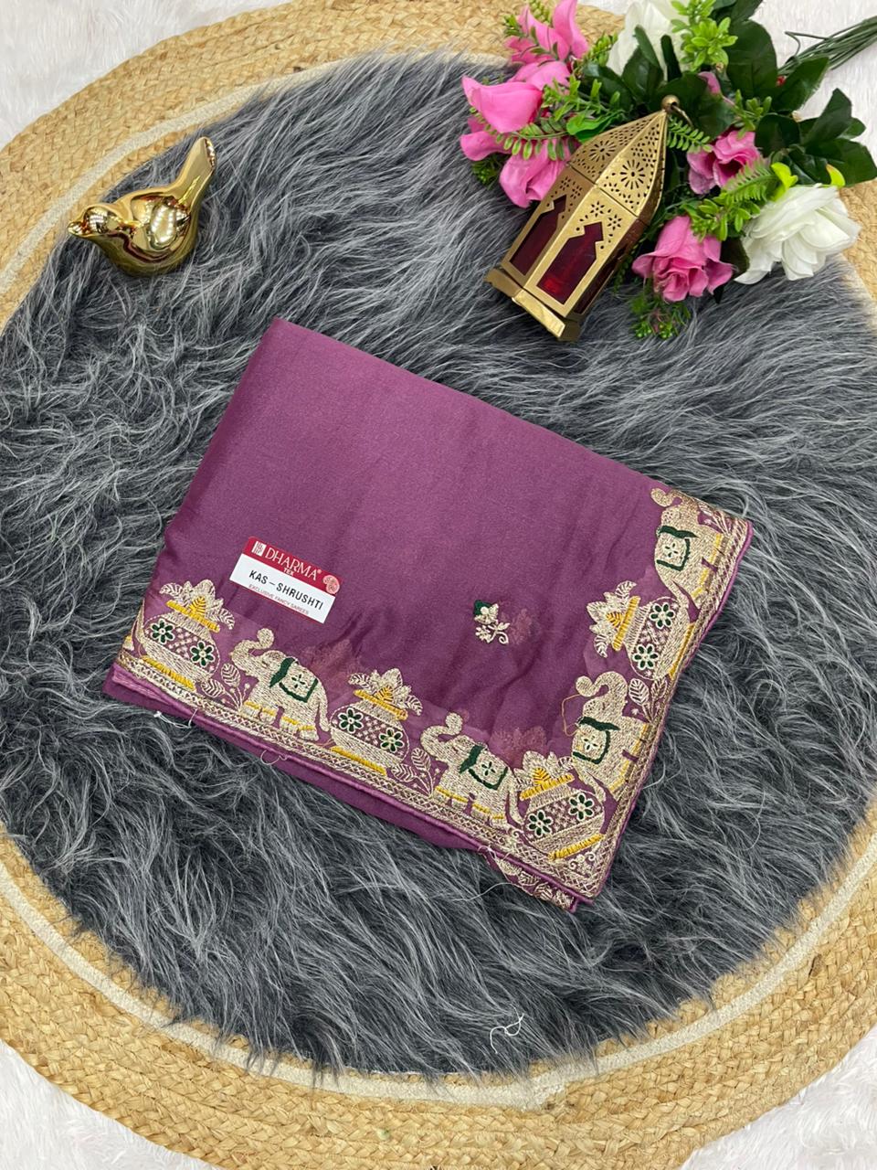 KAS-SHRUSHTI STAR GEORGETTE FABRIC SAREE WITH BEAUTIFUL DESIGN WITH EMBROIDERY WORK WITH BEAUTIFUL GAJRAJ DESUGN WITH BLOUSE