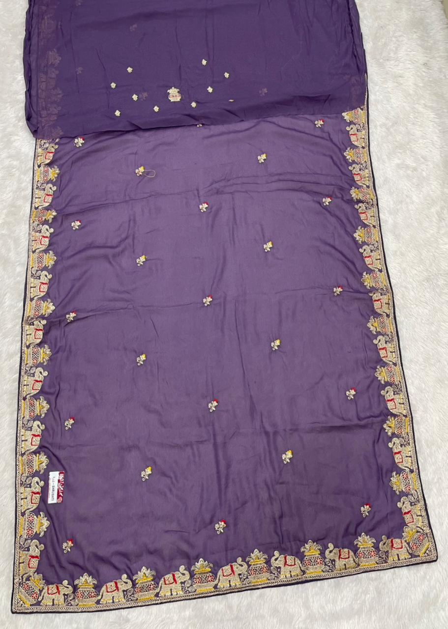 KAS-SHRUSHTI STAR GEORGETTE FABRIC SAREE WITH BEAUTIFUL DESIGN WITH EMBROIDERY WORK WITH BEAUTIFUL GAJRAJ DESUGN WITH BLOUSE