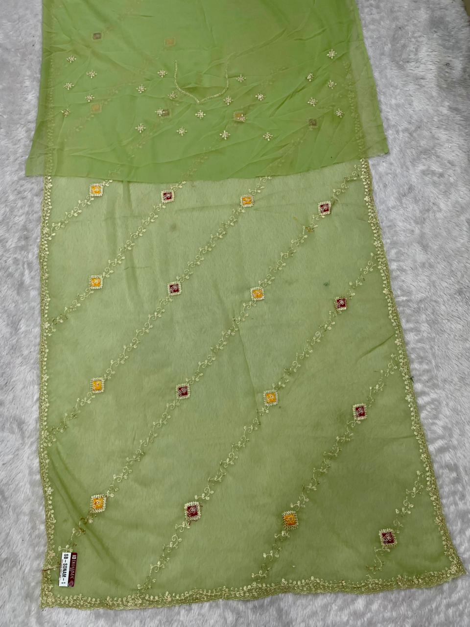 SB-SONAM-4 STAR GEORGETTE SAREE WITH BEAUTIFUL EMBROIDERY WITH THREAD WORK WITH WORK BLOUSE