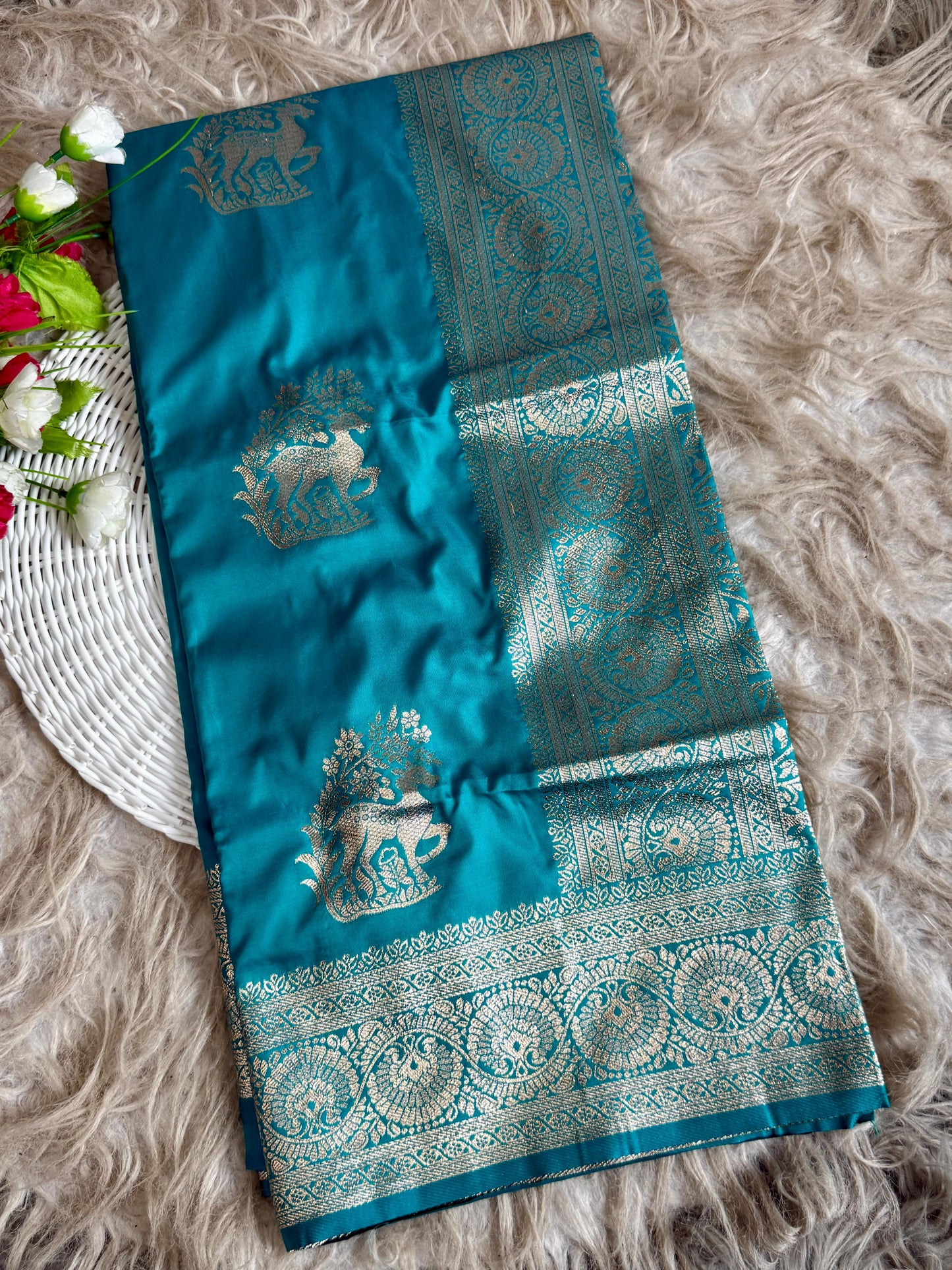 SA-7069 SOFT SILK SAREE WITH BEAUTIFUL BANARASI JAREE WITH HIRAN DESIGN