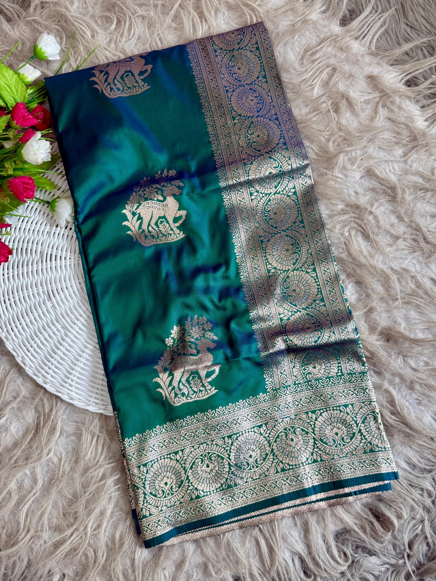 SA-7069 SOFT SILK SAREE WITH BEAUTIFUL BANARASI JAREE WITH HIRAN DESIGN