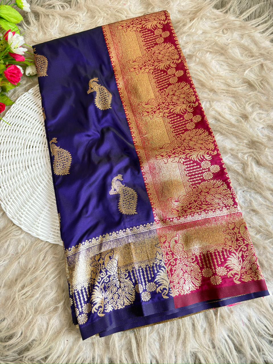 SA-7093 SOFT SILK SAREE WITH BEAUTIFUL PAITHANI DESIGN WITH  BEAUTIFUL DESIGN WITH CONTAST BLOUSE